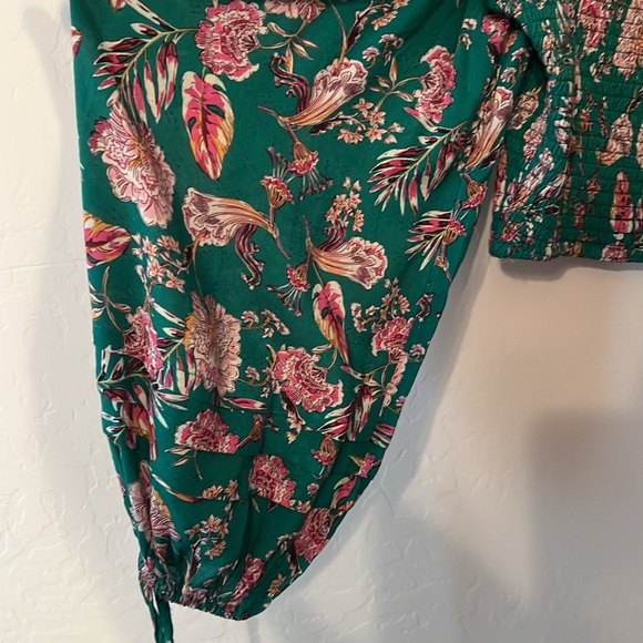 B O G Collective- 2 piece green pink print crop top with wrap skirt. EUC - Picture 8 of 9